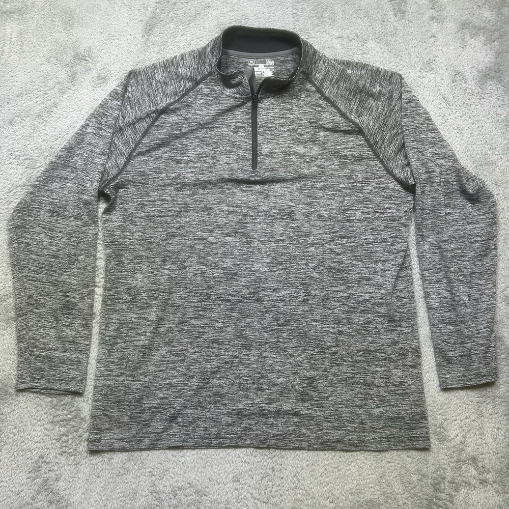 Under Armour 1/4 Zip Men's L Heather Black Loose Heat Gear‎ Long Sleeve Active